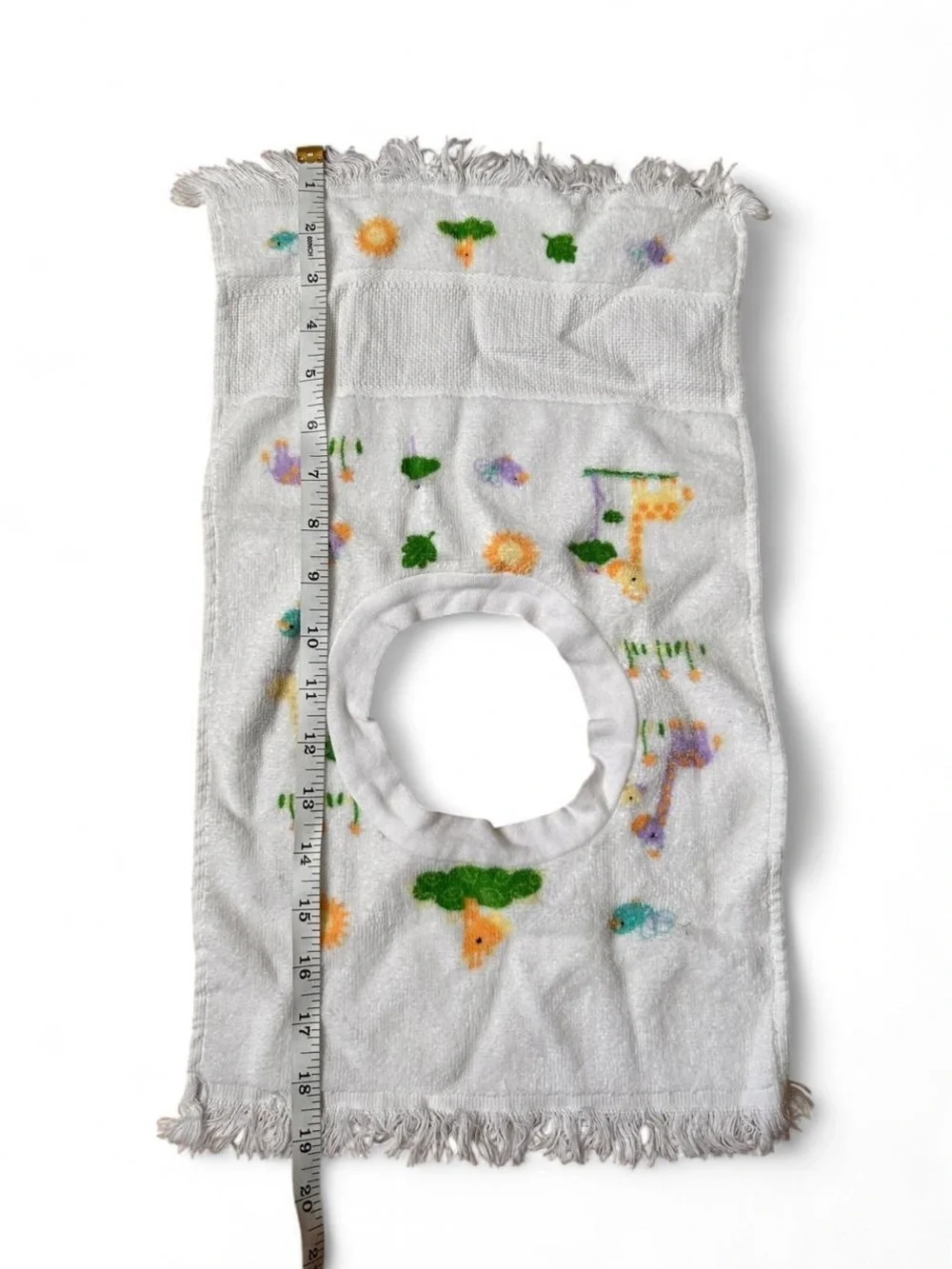Vintage 100% Cotton Soft Baby Bib Fringe Pullover Towel Western Safari Whimsical